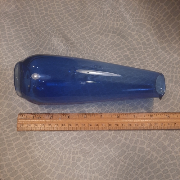 Gorgeous Vintage Hand Blown Glass Cobalt Blue Decorative Pitcher ~ Japan - Picture 7 of 9